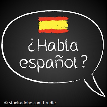 Sprechblase 'Habla espanol'